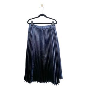 Essue Navy Pleated Skirt Side Zip Women's S